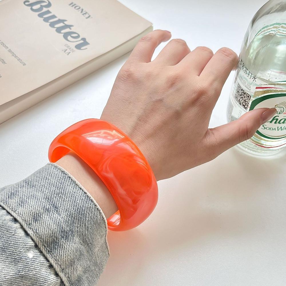 Bohemian Acrylic Bangle Shiny Transparent  Hand Ring Simple Irregular Wide Bracelet  Girls