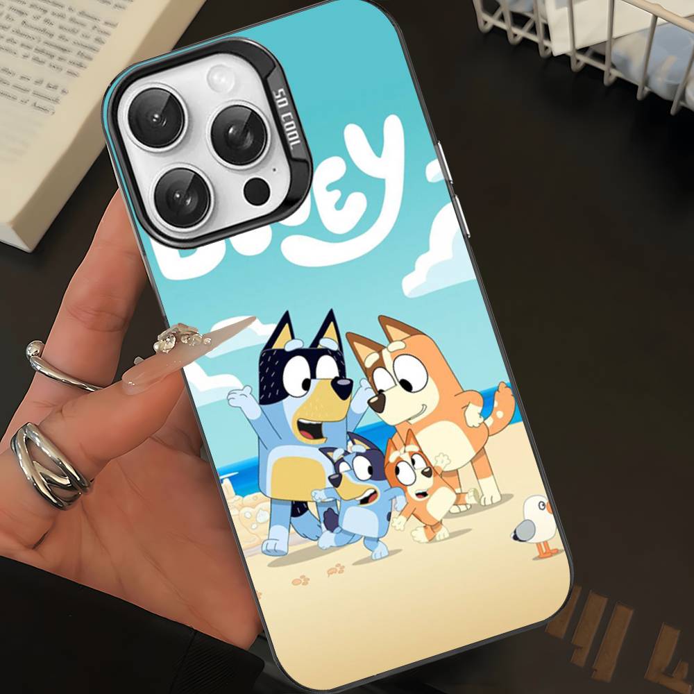 Мультяшная собака B-Blueys Чехол для телефона для iPhone 16 15 14 13 12 11 Pro Max Матовый противоударный задний чехол Защита от падения Матовая крышка
