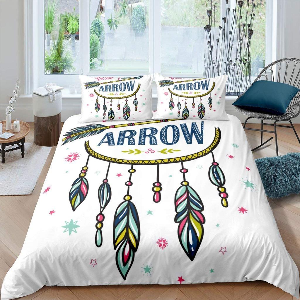 Dream Catcher Duvet Cover Set Kids Bohemian Mandala Bedding Set King Size Tie Dye Purple Boho Floral Gypsy 2/3pcs Quilt Cover
