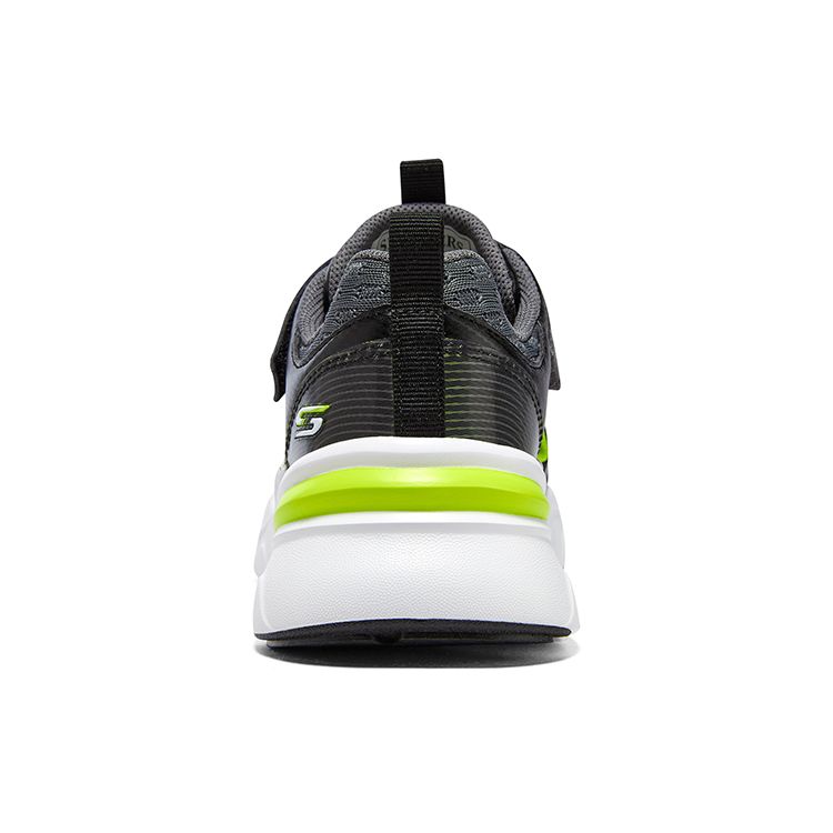 Skechers Bamina На липучках Дышащие Удобные Универсальные Модные Трендовые Амортизирующие Кроссовки Низкие Детские Кроссовки Черно-Зеленые 405257L-BKLM