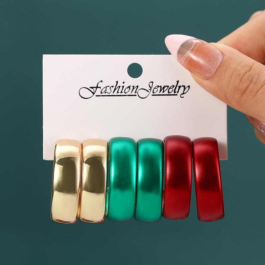 Christmas Stud Earrings Combination New Cartoon Holiday Alloy Dripping Elk Old Man Bell Earrings Set