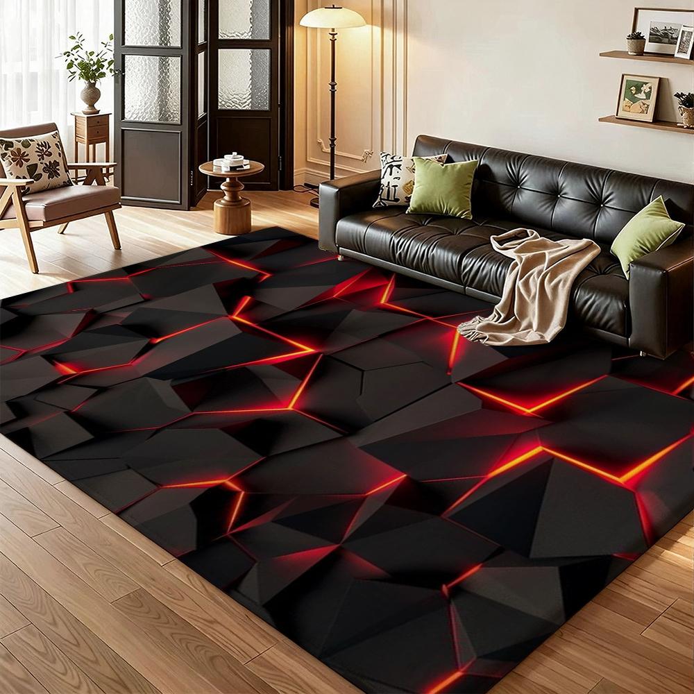 Neon Geometry Indoor Rug Durable Stainresistant Easyclean Carpet For Bedroom Kitchen Bathroom Home Decor Birthday Gift