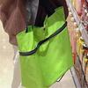 Foldable Roller Shopping Bag with Rotary Wheels Large Capacity Great Load Bearing Straps Waterproof Fabric Smooth Zipper Retractable Trailer