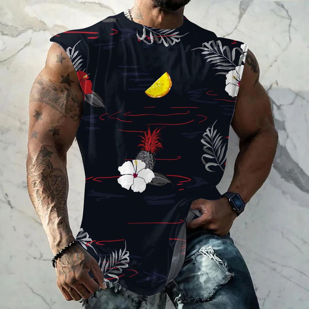 Мужская летняя пляжная майка для серфинга, большой размер, повседневный дышащий топ без рукавов, свободная майка с принтом, мужская рубашка