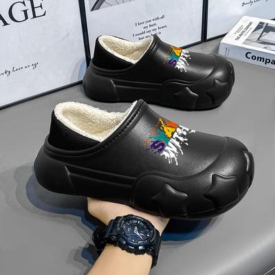 Мужские хлопковые тапочки для зимнего отдыха на открытом воздухе, теплая повседневная одежда для пар с плюшем и толстой обувью, женская домашняя нескользящая обувь