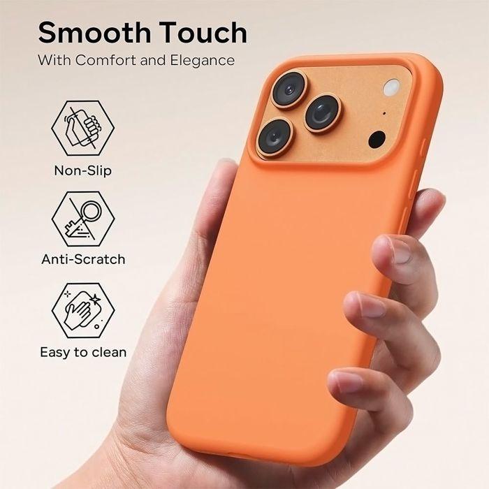 Coque Antichoc - BOOLING - pour iPhone 17 Pro - Protection Silicone Liquide Ultra Fine - Orange