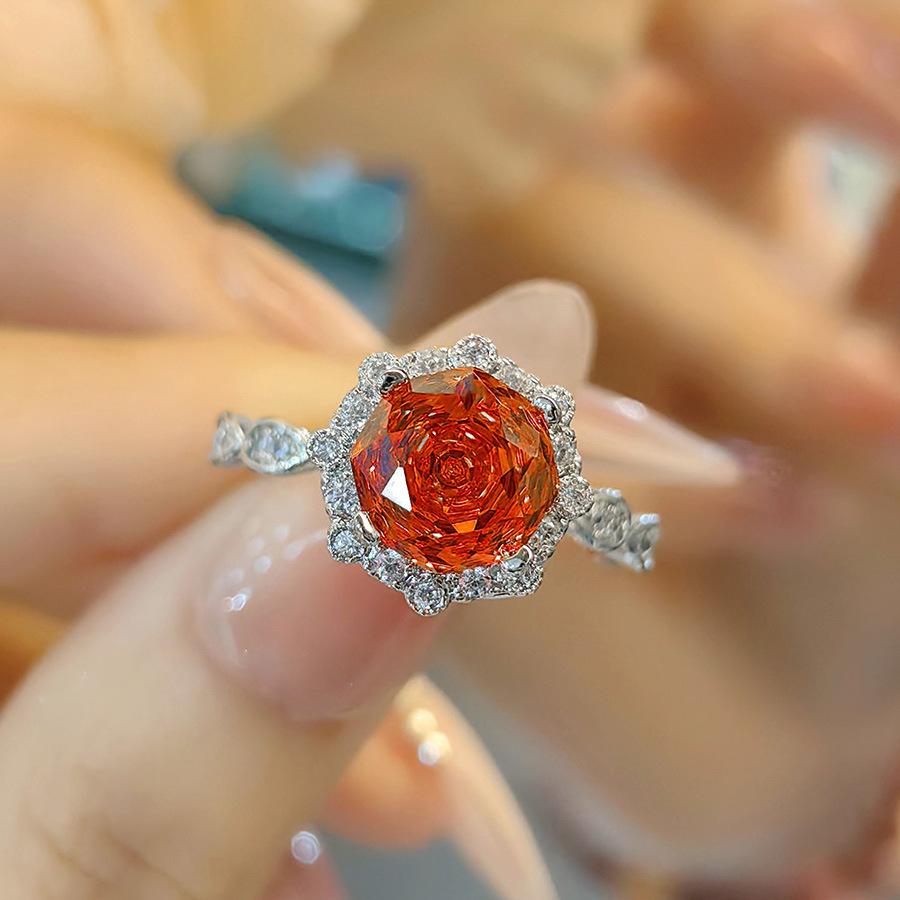 Модное Легкое Роскошное Кольцо со Звездочкой Аниса Розово-Розовым Бриллиантом Нишевый Дизайн Простое Высокоуглеродистый Алмаз Желтый Циркон Женское Кольцо