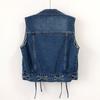 Джинсовый женский жилет, осенняя джинсовая куртка больших размеров, модные свободные однобортные короткие пальто без рукавов, повседневные бандажные жилеты