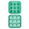 9-Compartment Covered Silicone Ice Cube Mold Dust-Proof Draining Design Ice Maker