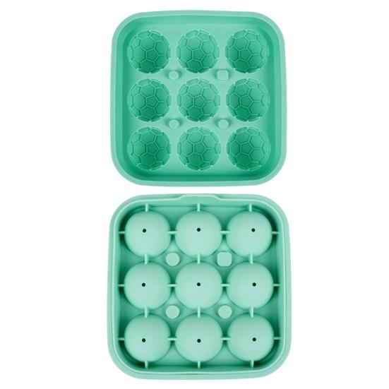 9-Compartment Covered Silicone Ice Cube Mold Dust-Proof Draining Design Ice Maker