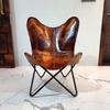 Vintage Lounge Accent Chair Classic Buffalo Leather Butterfly Chair Retro BKF