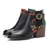 Genuine Leather Women Shoes Thick Heeled Patchwork Short Boots Round Toe Handmade Ankle Boots