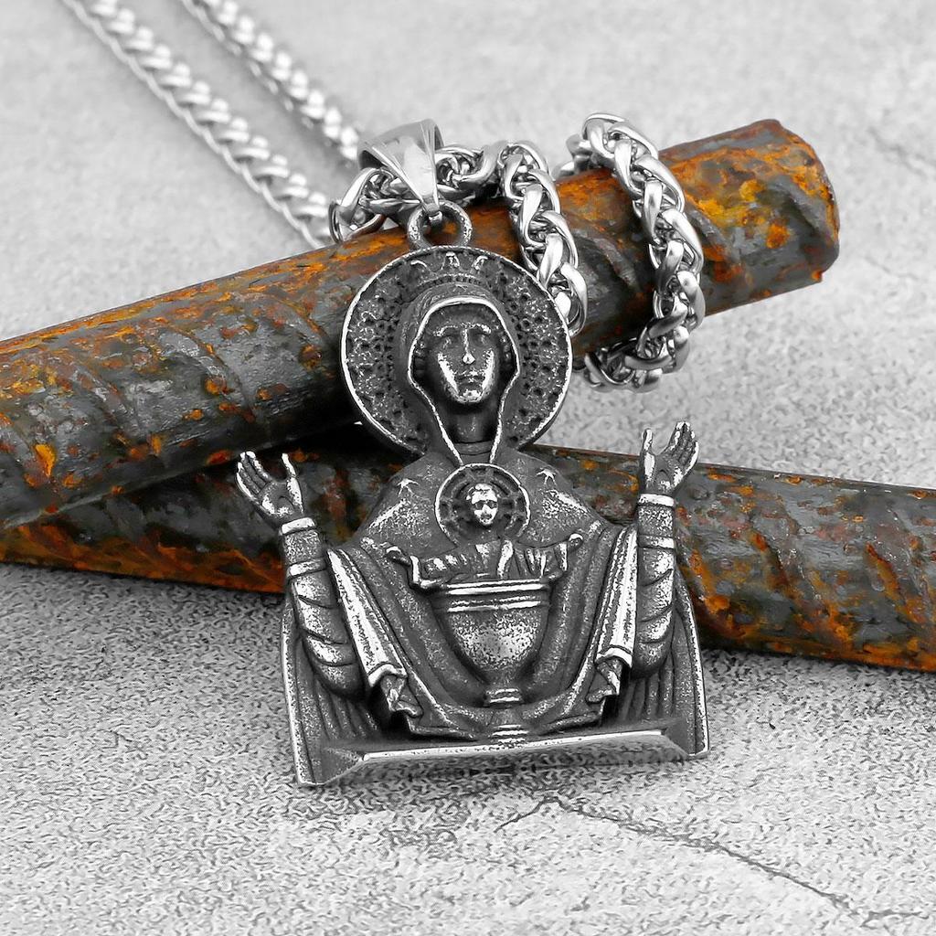 Скандинавская подвеска в виде фигурки Девы Марии из нержавеющей стали 316L