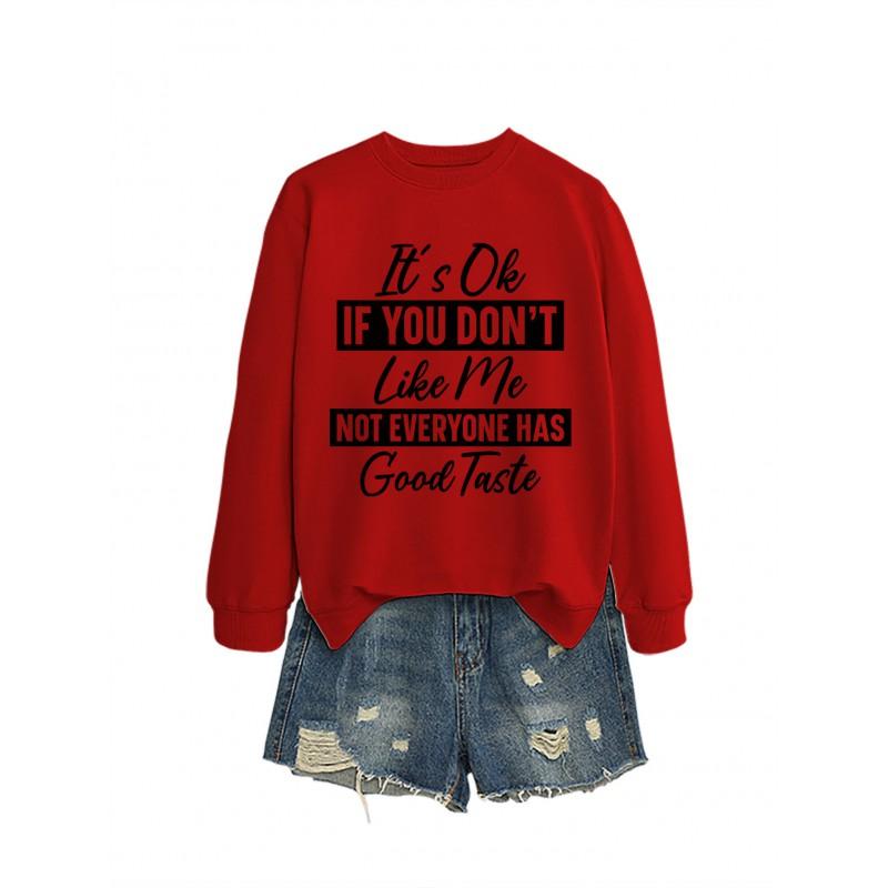 Womens Loose Fit Cotton Hoodie With Print Design Winter Casual Wear