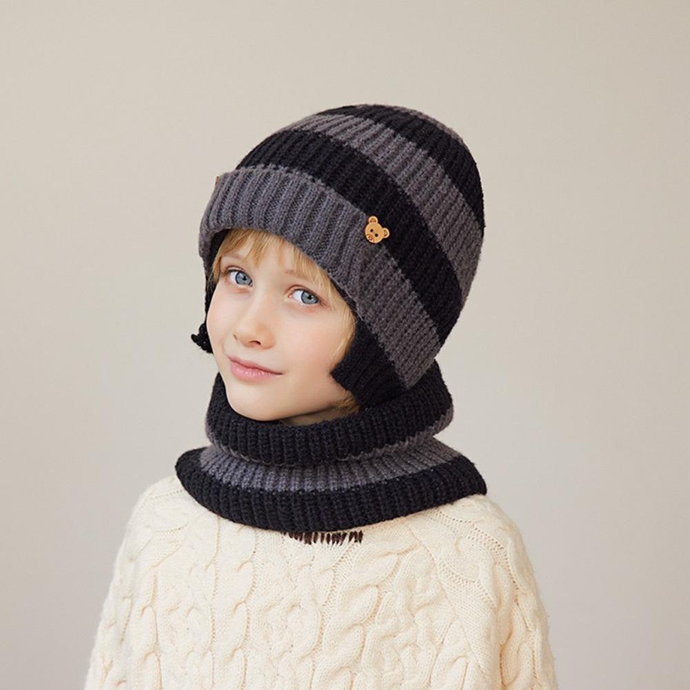 2pcs Neck Warmer Children Hat Scarf Set Fleece Lining Children Winter Hat Scarf  for Winter