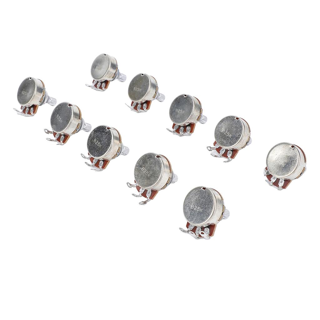 10 Pcs Guitar Potentiometer 18mm Shaft 25K Ohm Bass Metric M8 Electric Bass Guitar Pots for Volume Tone Control B25K