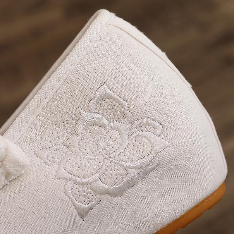 Женская обувь ханьфу - весна/лето, плоская подошва с вышивкой дзен, низкий каблук в этническом стиле для мастеров чайной церемонии