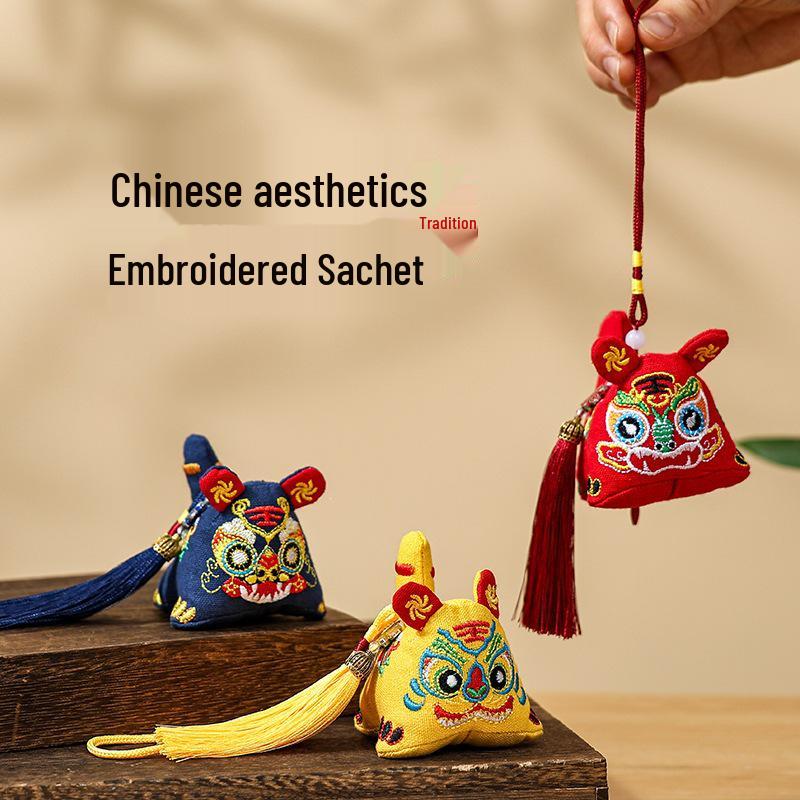 Dragon Boat Festival Lucky Tiger Embroidered Sachets - Mosquito Repellent Mugwort Hanging Ornament