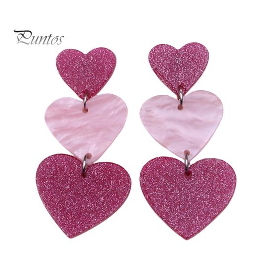 1 пара, три розовых и красных серьги в форме сердца, легкие акриловые висячие серьги, серьги с кисточками, женские ювелирные изделия для девочек-подростков, подарок