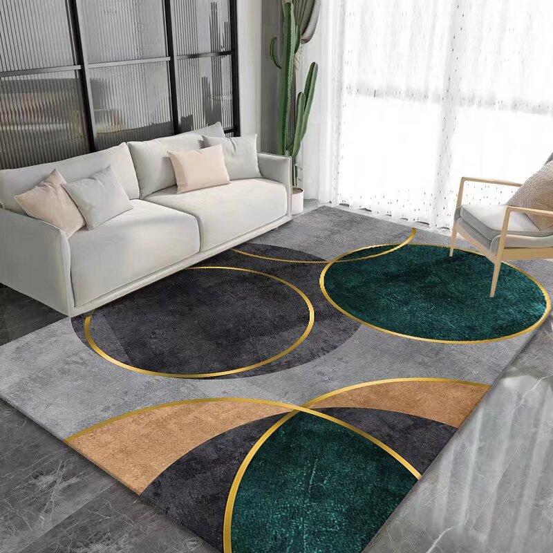 Nordic Light Gray Large Living Room Carpet Light Luxury Decorative Rug for Bedroom Geometric Carpets Non-slip Sofa Side Foot Mat