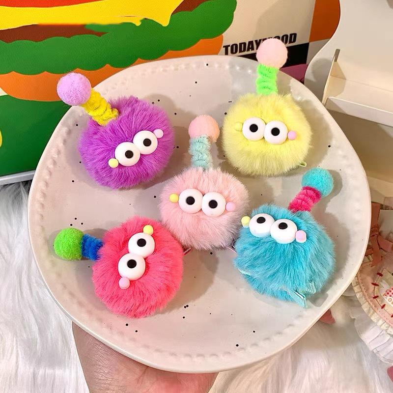 Новая милая плюшевая заколка для волос, модная заколка для волос с мультяшным глазом, заколка для волос, боковой зажим, корейские аксессуары для волос для женщин, головные уборы в подарок