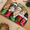 1Pcs Cute Christmas Cat Semi Circle Welcome Doormat Non-Slip for Outdoor Patio Porch Kitchen Bathroom Entryway Floor Mat