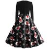 Women's Fashion Square Neck Casual Slim Christmas Printed Long Sleeve Dresses