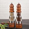 Wooden Salt and Pepper Grinder Set - Wood and Acrylic Mills, Adjustable Coarseness Ceramic Grinder