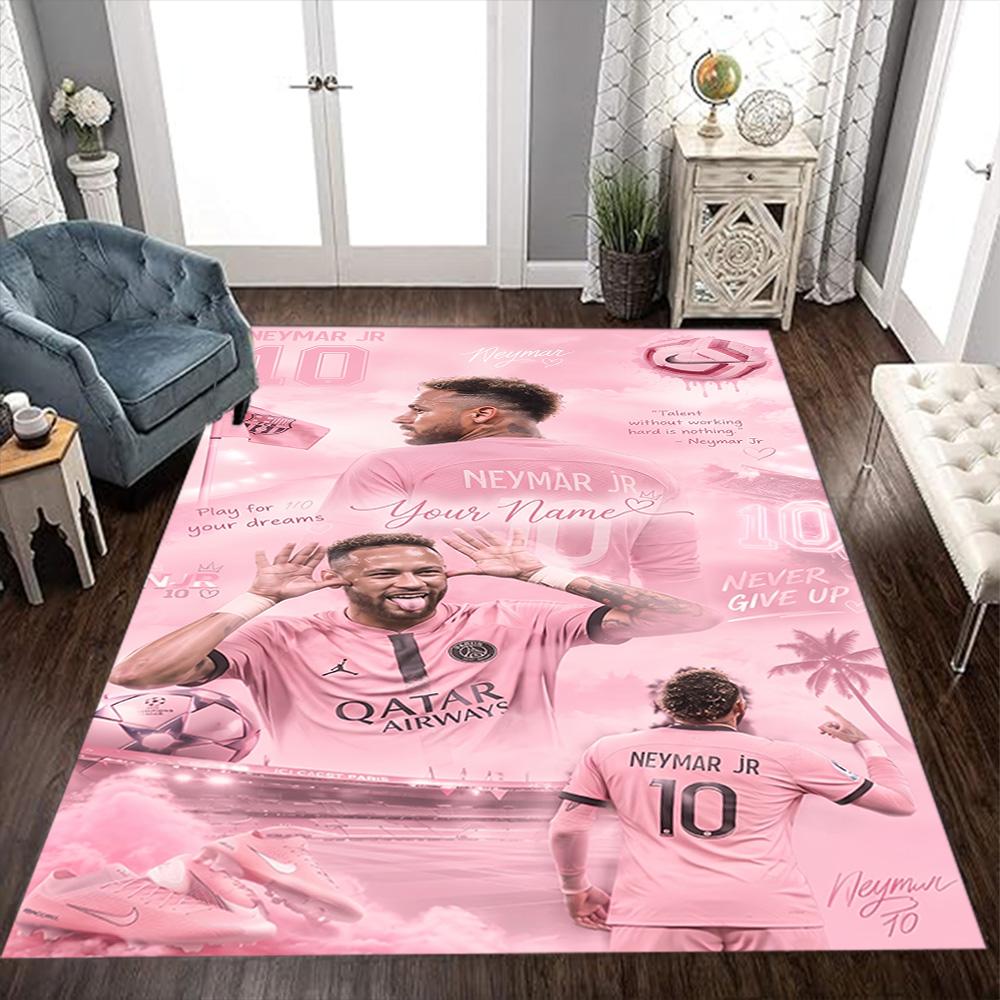 Parisian Neymar Celebration Moment Personalized Text Floor Mat Design for Dormitory Bedrooms Playrooms Entryway Antislip Carpet Anime Office Decor
