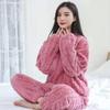 Women's Autumn/winter Coral Velvet Pajama Set Jacquard Cotton Fleece-lined Thickened Home Clothes Outer Wear Loose-fit Warm Suit