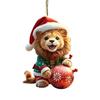 Yousheng Christmas Ornament 2D Acrylic Dog/Bear/Bee/Rabbit/Rooster Hanging Decoration Cartoon Animals Xmas Tree Pendant for Home Party Decor