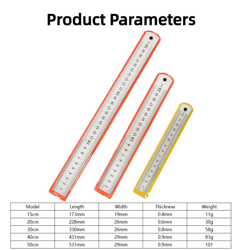Двусторонняя утолщенная линейка из нержавеющей стали (15-50 см / 6-20 дюймов) для рукоделия и черчения