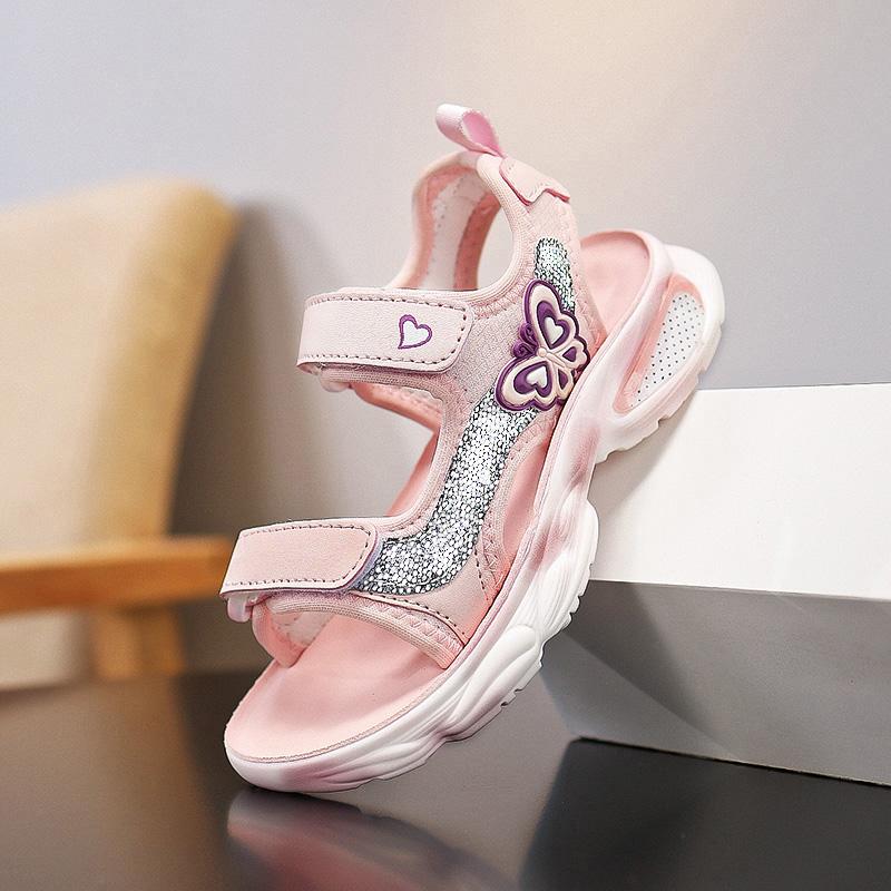 28-38 Детские летние большие легкие дышащие модные сандалии для девочек пляжная обувь