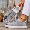 Plus Size Shoes for Women 36-43 Autumn Fashion Lace Up Flats Sequin Platform Shoes Zapatos De Mujer Non-slip Sneakers Women