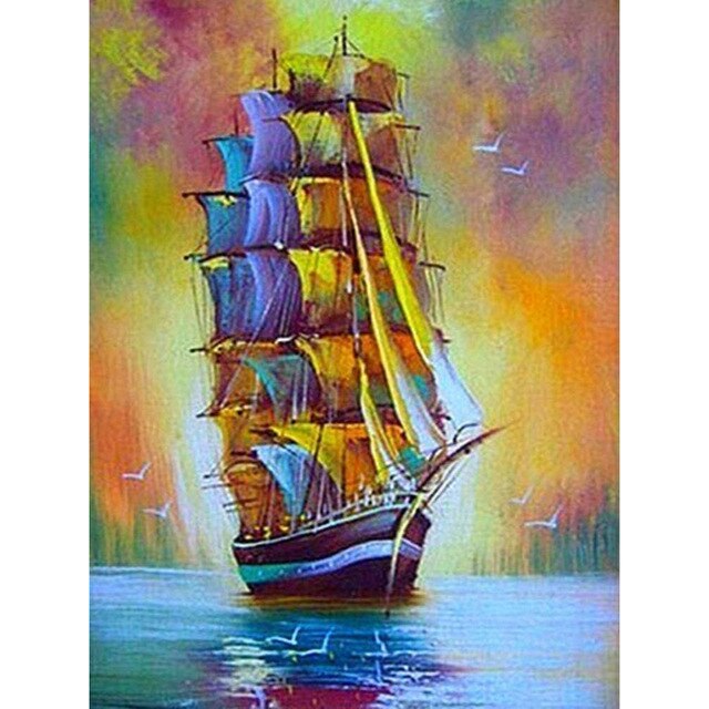 5D DIY алмазная живопись полная квадратная/круглая дрель стразы мозаика корабль лодка Алмазная вышивка наборы крестиков домашний декор