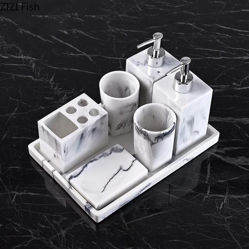 Дозатор для мыла и ополаскиватель для полости рта Nordic Resin, набор для мытья, бутылка для дезинфекции рук в отеле, мыльница, набор аксессуаров для ванной комнаты для дома