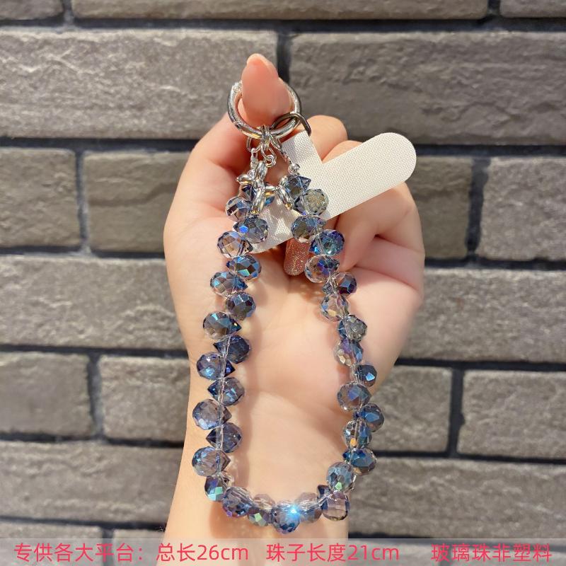 1Pc High-End Luxury Hand-Beaded Wrist Chain Mobile Phone Lanyard With Short Water Drop Crystal Pendant Hand-Held Hanging Chain