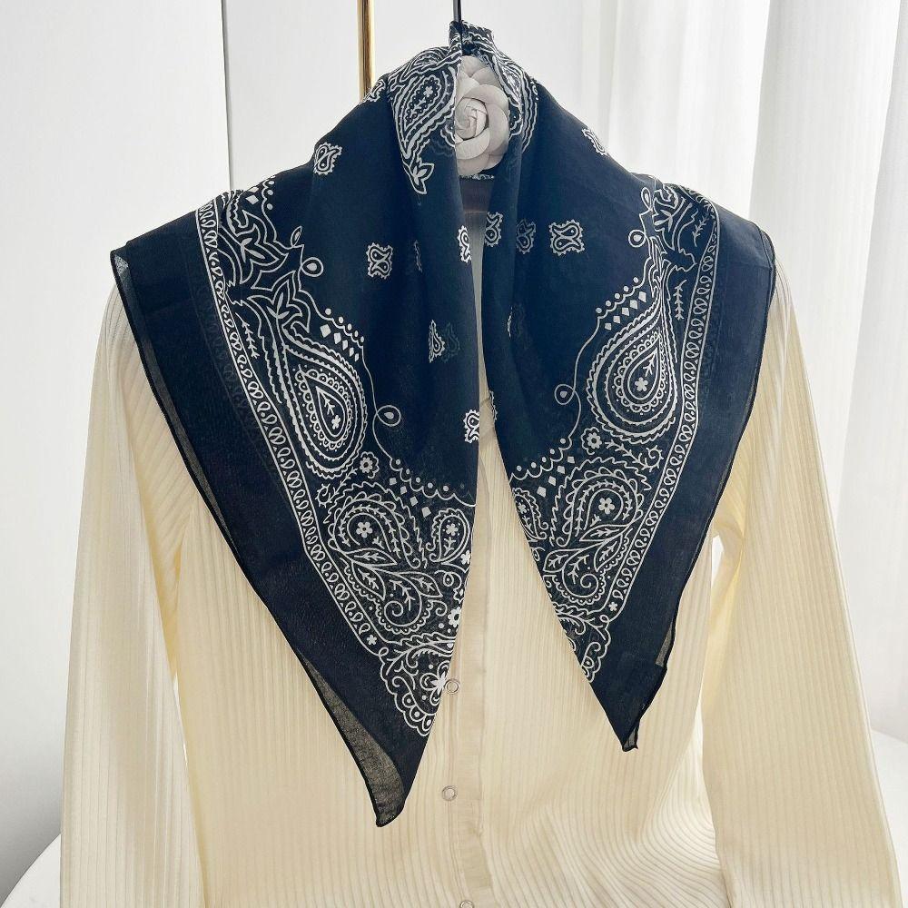Breathable Cotton Square Scarf Korean Small Scarves Elegant Cashew Nut Print Silk Scarf Vacation