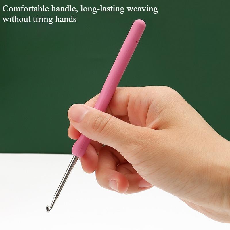 2.0мм-6.0мм Розовый TPR Алюминиевый Набор Крючков для Вязания Спицы Мягкая Ручка Свитер Шарф Швейные Иглы Инструменты для Вязания