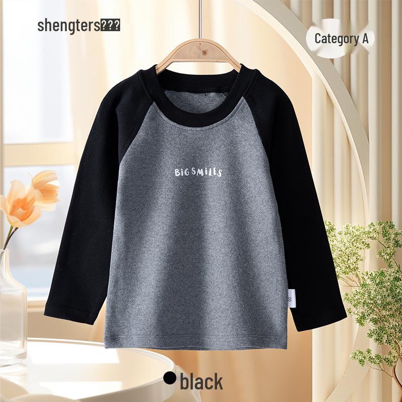 Shengte Shi Kids' Mid-Neck Cotton Thermal Top – Unisex Autumn/Winter Base Layer