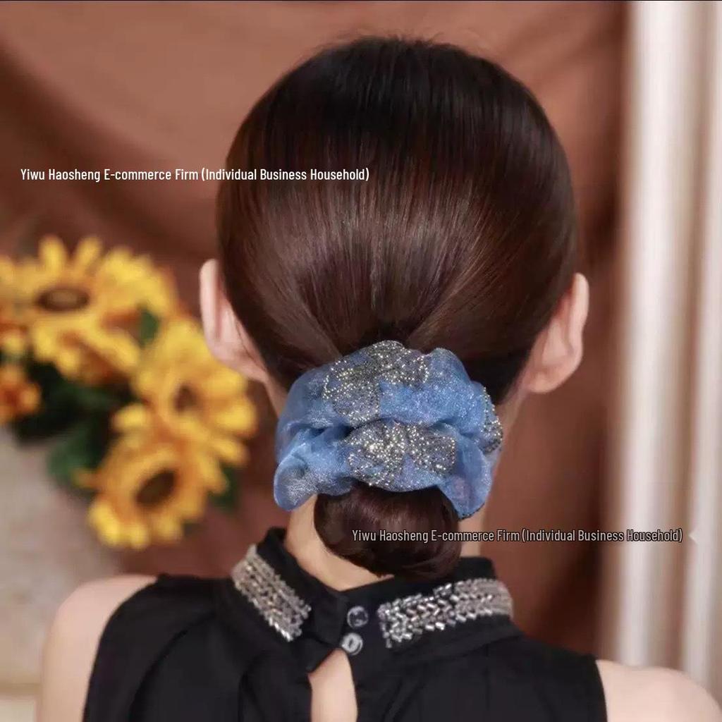Роскошная двухслойная резинка для волос из черной органзы с бабочкой - Элегантный, универсальный, высококлассный аксессуар для волос