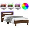 VidaXL Cadre de Lit Tête de Lit et Lumières LED, Lit Simple avec Sommier à Lattes, Lit Adulte, Meuble de Chambre, Moderne, 838721