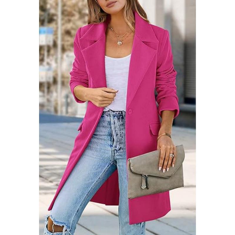 Autumn and Winter Large Size Woolen Women's Coat, One Button Woolen Coat Cardigan