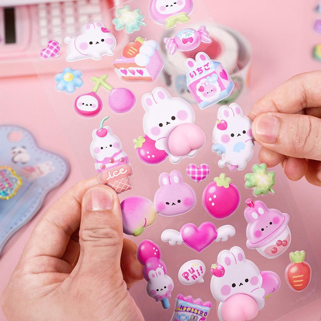 Набор из 2 3D Попка Милые Пукупуку Животные Декоративные Мялки DIY Украшения для и Подарки Наклейки, Наклейки, Девочки, Дневники, Блокноты, Смартфоны,