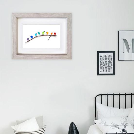 Морское Стекло Радужные Птицы Украшение Стоя на Ветке Симпатичные Мин Красочные Смола Птица Настенное Искусство Орнамент Гостиная Спальня Домашний Декор