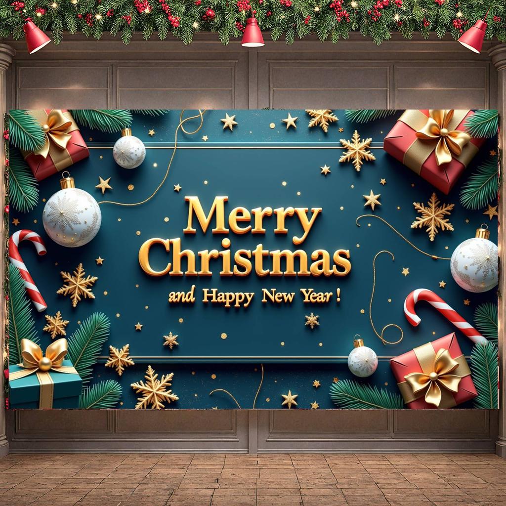 Holiday Banner Snowflake Design Christmas Banner Xmas Banner Christmas Ball For Company Annual Party Holiday Event Holiday