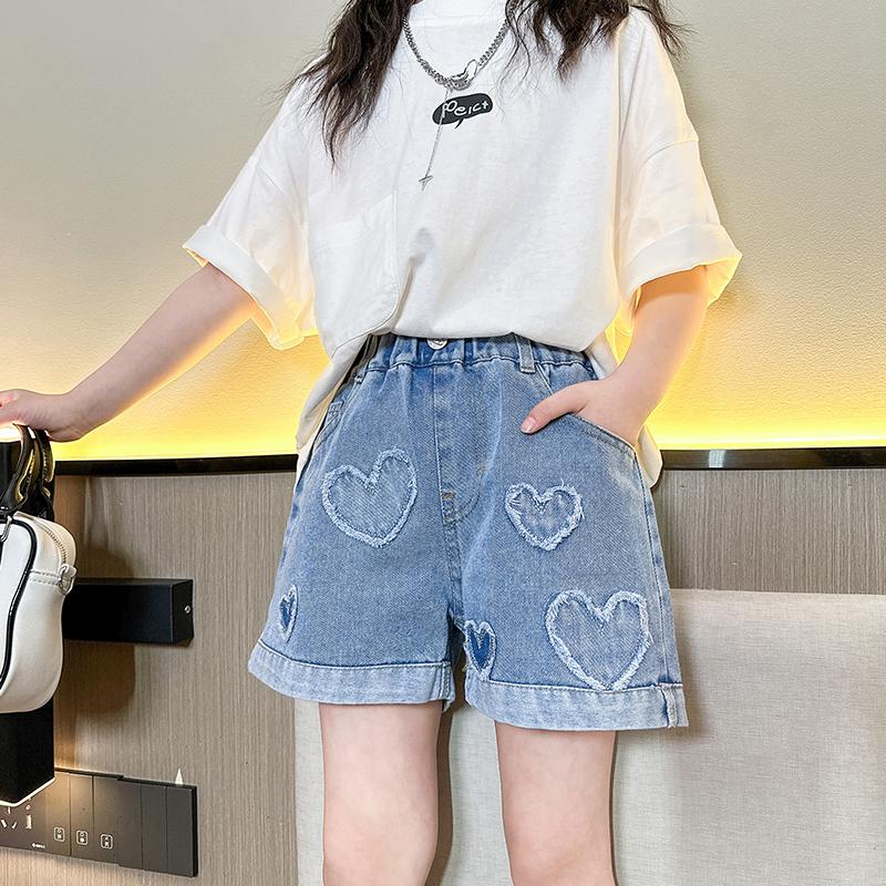 Летние универсальные джинсы Love Denim для девочек, летние тонкие модные джинсы, повседневные спортивные шорты