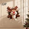 Holiday Home Decoration Christmas Reindeer Wall Decal 3D Hole Illusion Red Nose Rudolph Sticker Stickers Peel And Stick Waterproof PVC Decor