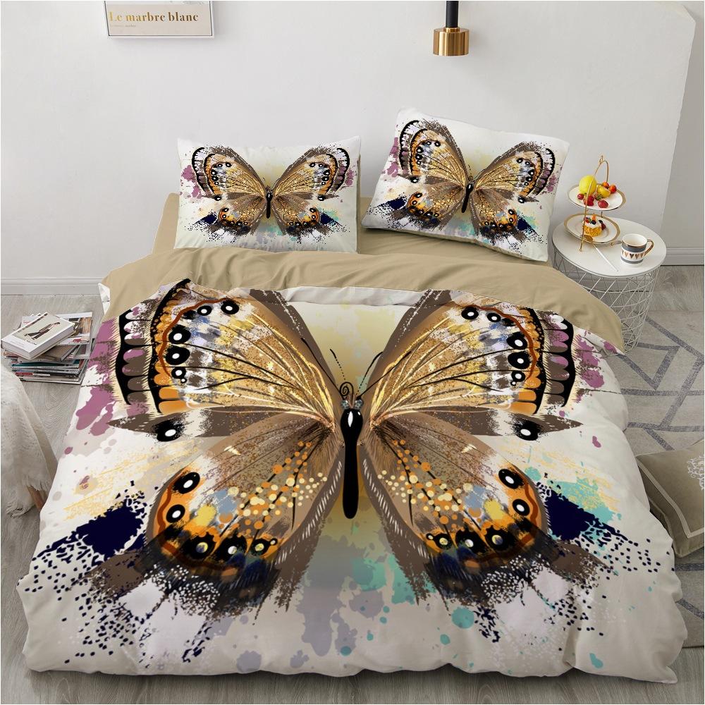 3D красочный комплект постельного белья с бабочкой для женской комнаты, пододеяльник DE200 * 200, полноразмерный роскошный комплект постельного белья, пододеяльник с бабочкой