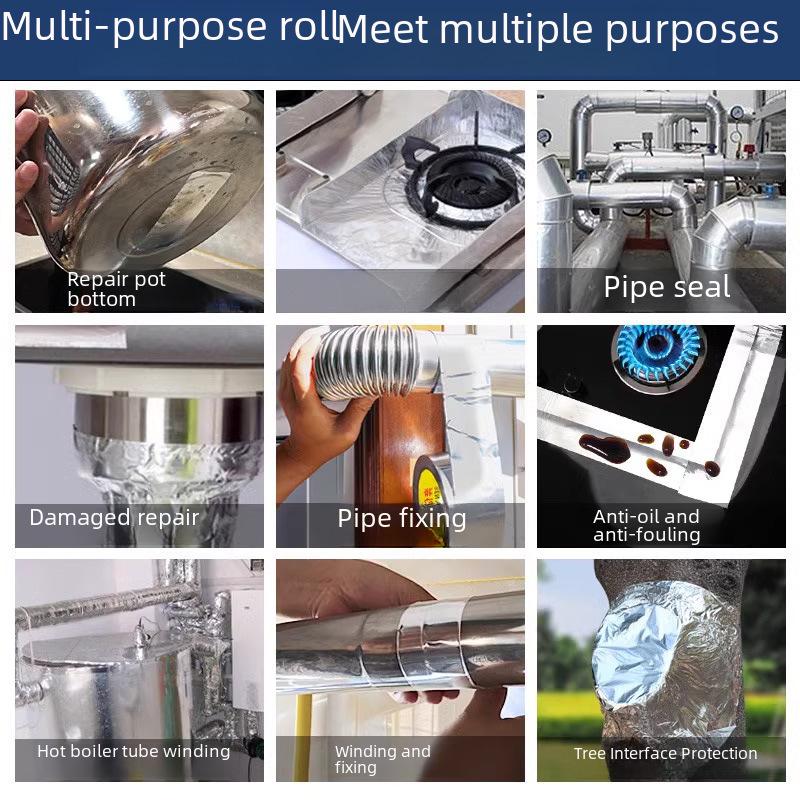 Лента из высокотемпературной алюминиевой фольги: Водостойкий, самоклеящийся, устойчивый к плесени, для швов на кухне и плите.